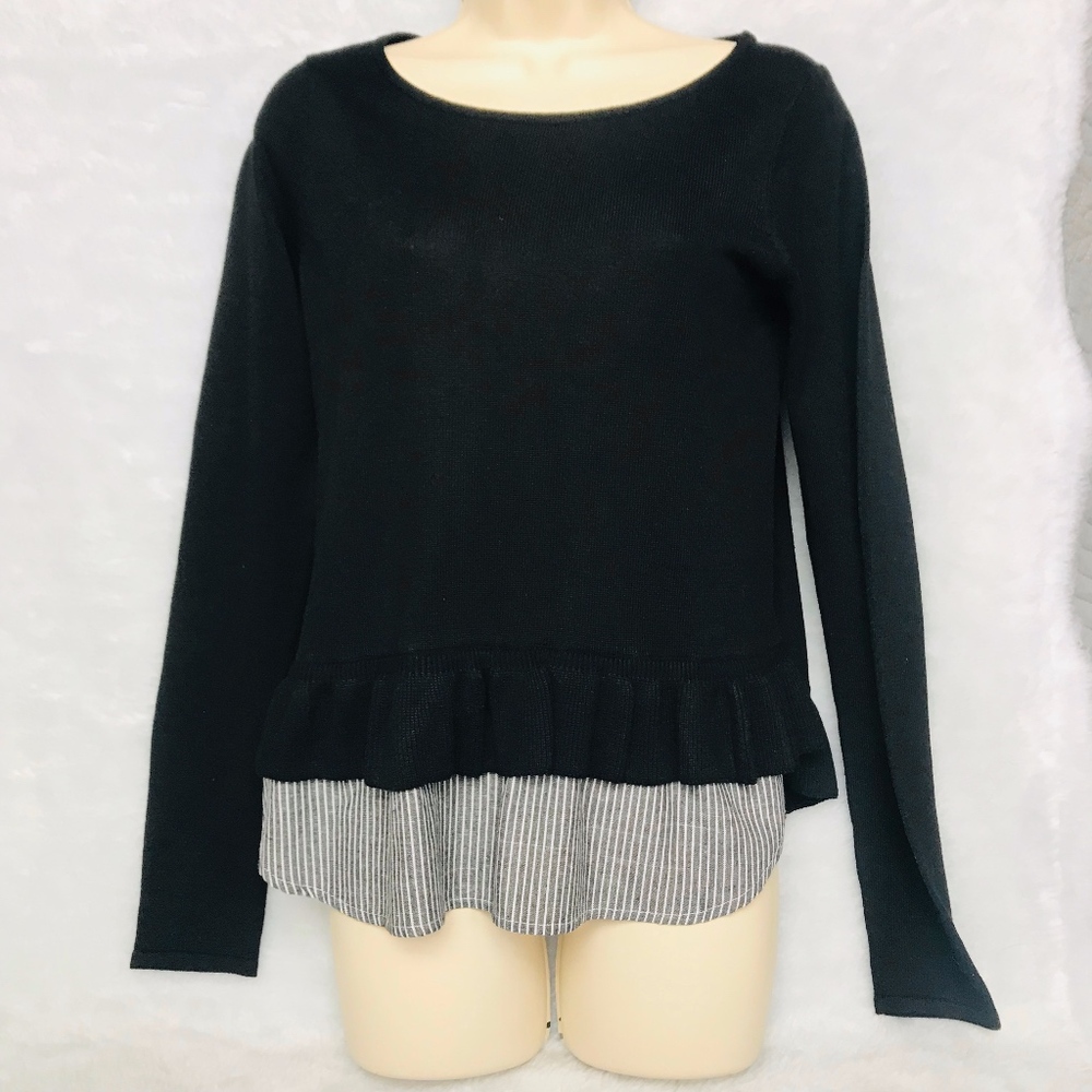 Anthropologie MOTH Ruffle Peplum Sweater XS